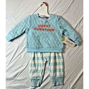 Baby 'Happy Together' Graphic Top & Bottom Set - Cat & Jack™ Blue 6 To 9 Months